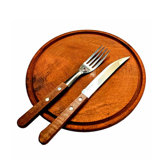 Set Asado Individual Plato + cubiertos + Estuche