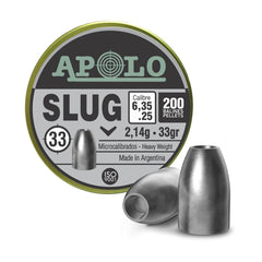 Balines Slug 6.35mm 33g x200 Punta Solida Caza