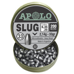 Balines Slug 6.35mm 33g x200 Punta Solida Caza