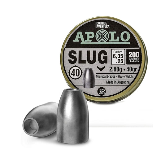 Balines Slug 6.35mm 40g x200 Punta Solida Caza