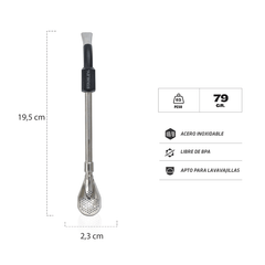 Bombilla de Acero para Mate Spoon Negro NEW