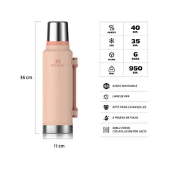 Termo Clasico 1.4 Lt. Asa Plegable Rosa