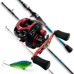 Combo Bait Reel SPIDER 200 Izquierdo + Caña SPINIT BLUE RIDER 2 8-17LB 1.9 2 tramos + Señuelo NG