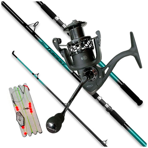 Combo Spinning Dorado Caña TEMPEST 2.10 2 tramos + Reel HEXA 5005 + Linea c/ Plomada + Monofilamento