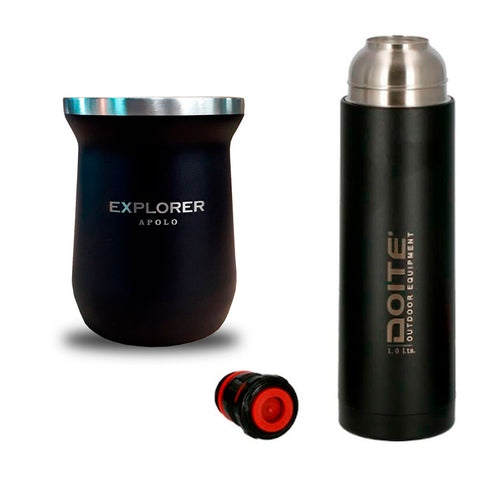 Set Matero Termo Doite 1 Litro + Mate Acero Inoxidable
