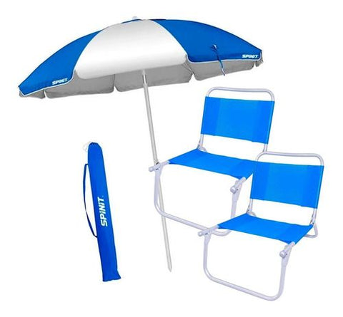 Combo Playa Sillla Reposera Plegable + Sombrilla Reforzada