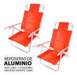 Combo Playa 2 Resposeras Silla Pleglabe + Sombrilla Funda