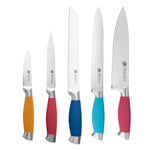 Set 5 Cuchillos de acero inoxidable Mango Multicolor c/ barra magnetica