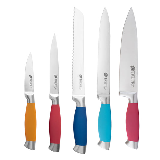 Set 5 Cuchillos de acero inoxidable Mango Multicolor c/ barra magnetica