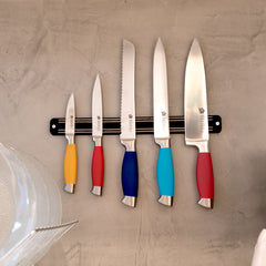 Set 5 Cuchillos de acero inoxidable Mango Multicolor c/ barra magnetica