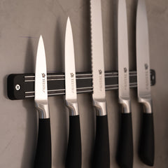 Set 5 Cuchillos de acero inoxidable Gourmet c/ barra magnetica