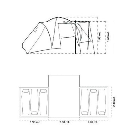 Carpa 6 personas 2 Dormitorios Holliday 6+C New