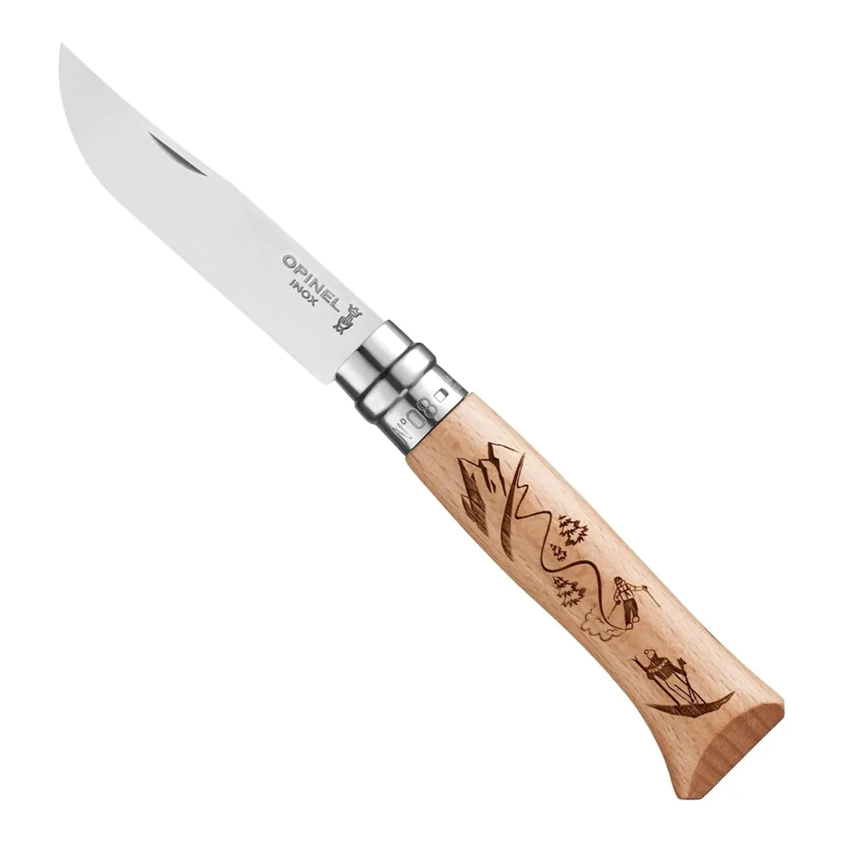 131390-CORTAPLUMAS-OPINEL-N08-SPORT-SKIING-BEECH-01 Cortaplumas Opinel N08 Acero Inox y Madera Haya Sport - Esquí - Imagen 1