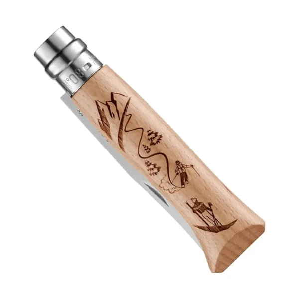 Cortaplumas Opinel N08 Acero Inox y Madera Haya Sport - Esquí - Imagen 3