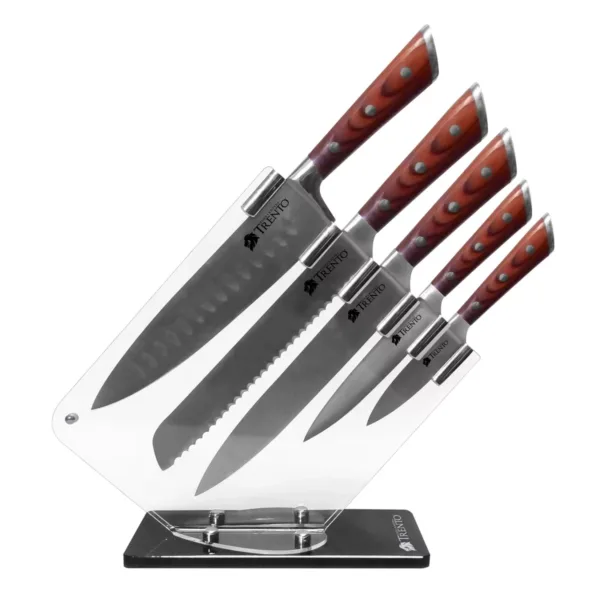 131740-01 Cepo de cuchillos 5 piezas madera soporte transparente - Imagen 1