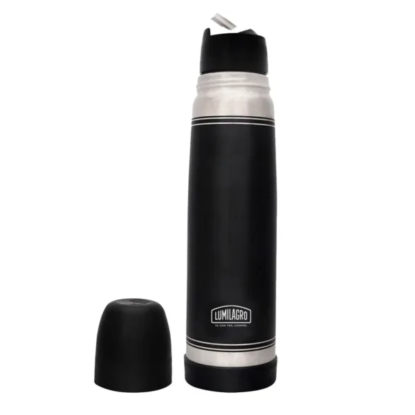 140172TERMOLUMILAGROLUMINOXNEGROINOX_a5cf8b28-722e-46f0-a4b0-92f3bda2cec9.jpg Termo Lumilagro Luminox Acero Inox 1 L Pico Cebador - Imagen 1