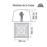 Carpa Comedor Suiza 6 personas 3x3 Metros Camping Proteccion Insectos - Imagen 6