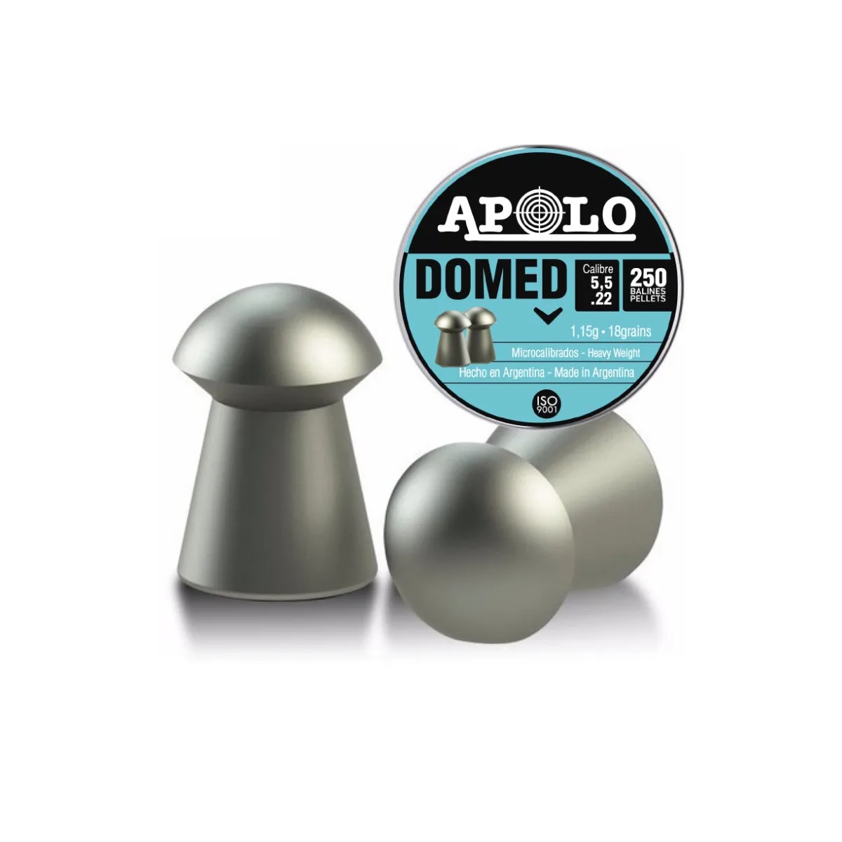 20807-APOLO-CAJA BALINES DOMED 18 GRAINS 5.5 Caja Balines Domed Apolo 18g Calibre 5.5 mm x 250 unidades - Imagen 1