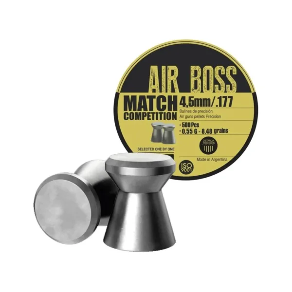 20823-APOLO-CAJA-BALINES-MATCH-COMPETITON-4.49-4.52.jpg Balines 4.5mm Airboss Match Competicion Lata x500 Aire Comprimido - Imagen 1