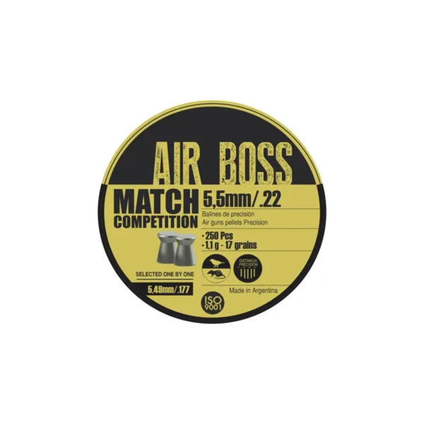 20824-APOLO-CAJA-BALINES-MATCH-COMPETITION-5.49-5.52.jpg Balines 5.5mm Airboss Match Competicion Lata x250 Aire Comprimido - Imagen 1