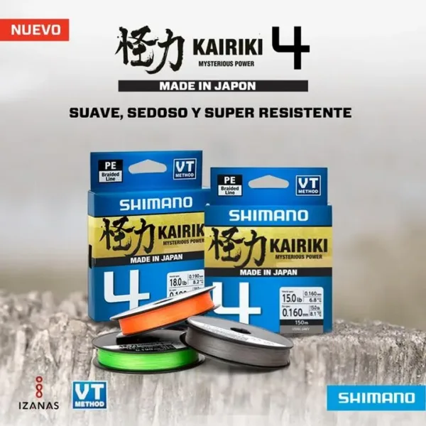 Multifilamento KAIRIKI 4 40lb 150mts 0.280 JAPON - Verde - Imagen 2