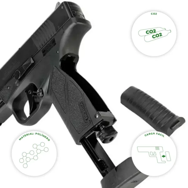 Pistola Co2 Bersa Bp9cc Gbb 4.5mm sistema blowback - Imagen 3