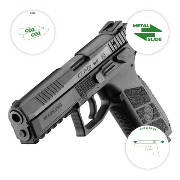 Pistola Co2 P-09 GBB 4.5mm - Imagen 2
