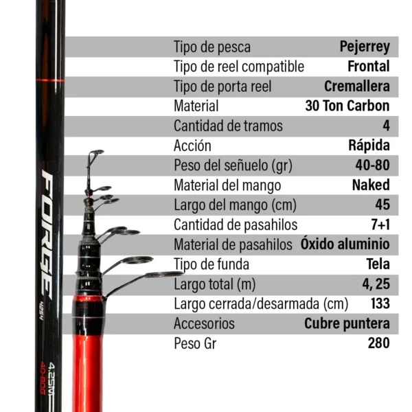 Equipo Pesca Pejerrey Spinit FORGE Caña 4.25m + Reel 3000 - Imagen 3