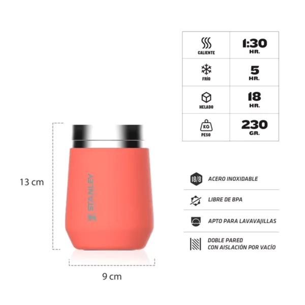 Vaso STANLEY EVERYDAY 295 Ml Coral New - Imagen 2