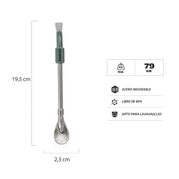 Bombilla de Acero para Mate Spoon Verde Tradicional NEW - Imagen 2