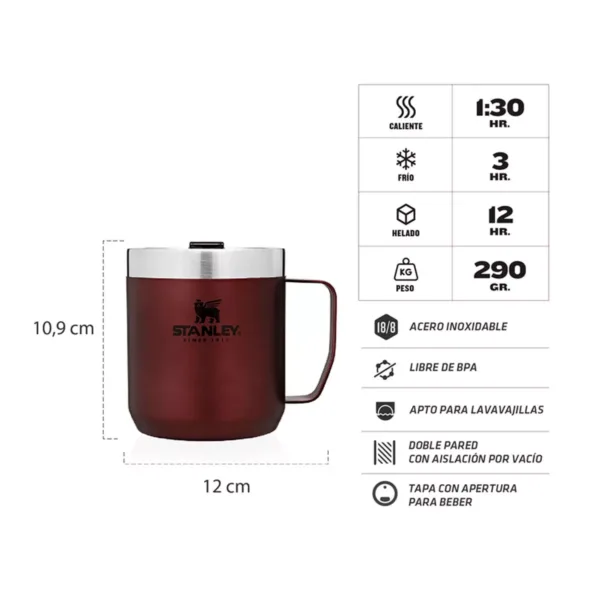 Taza STANLEY CAMP MUG 350 Ml Wine - Imagen 2
