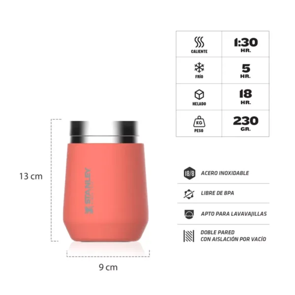 Vaso STANLEY EVERYDAY con tapa Coral - Imagen 2