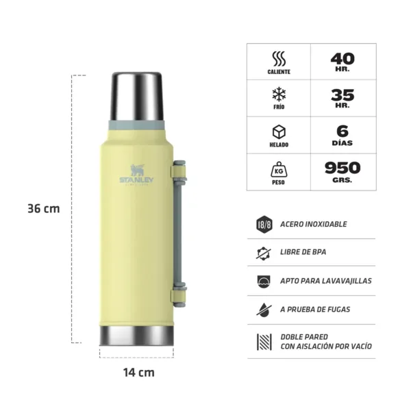 TERMO STANLEY CLASICO ASA PLEGABLE 1.4LT POMELO - Imagen 3