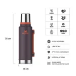 Termo Clásico Asa Plegable 1.4Lt - Plum - Imagen 3