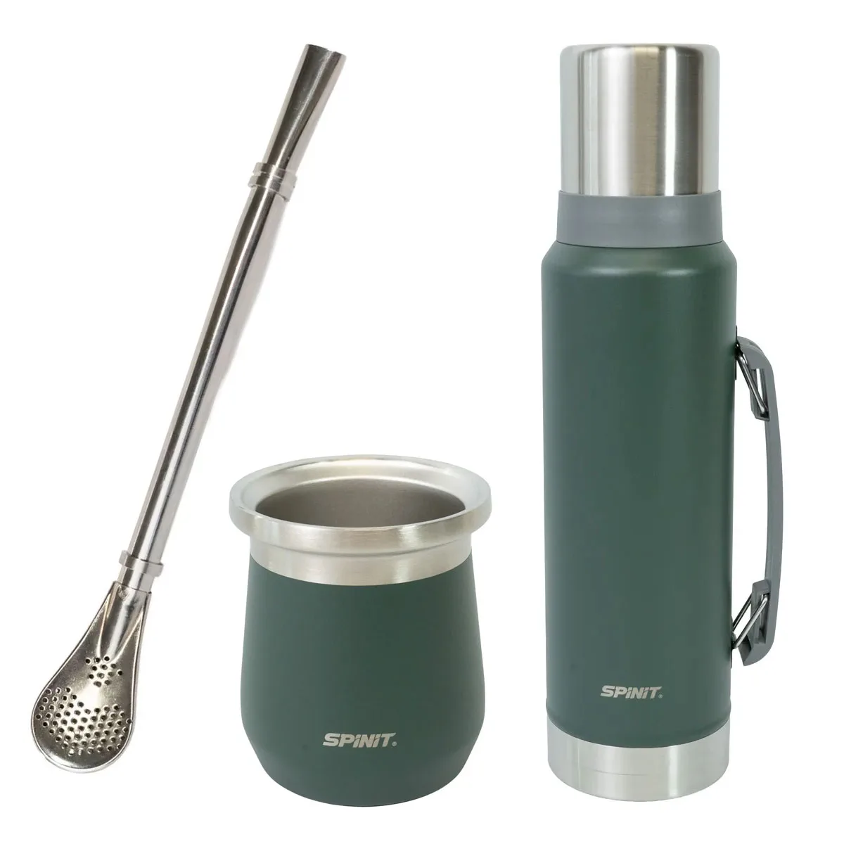 503005-01 Kit Set Matero Spinit Termo 1.2l Acero + Mate + Bombilla - Verde - Imagen 1