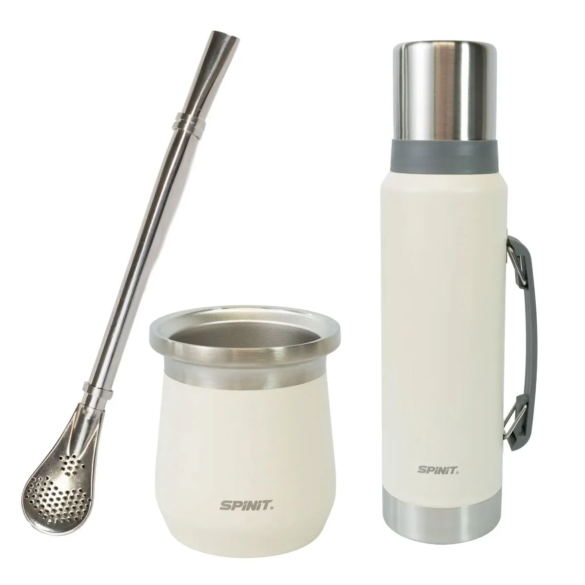 503006-01 Kit Set Matero Spinit Termo 1.2l Acero + Mate + Bombilla - Marfil - Imagen 1
