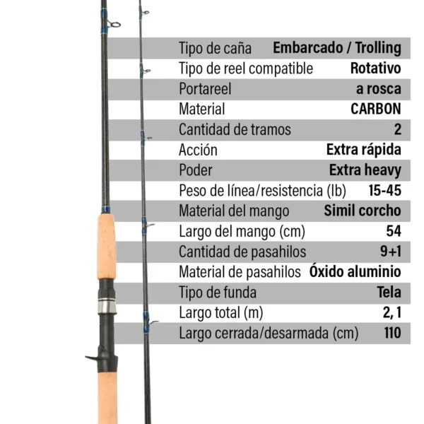 Equipo Pesca Dorado Surubi Spinit Caña Parana XR 2,1m + Reel Crusaider Izquierdo - Imagen 4