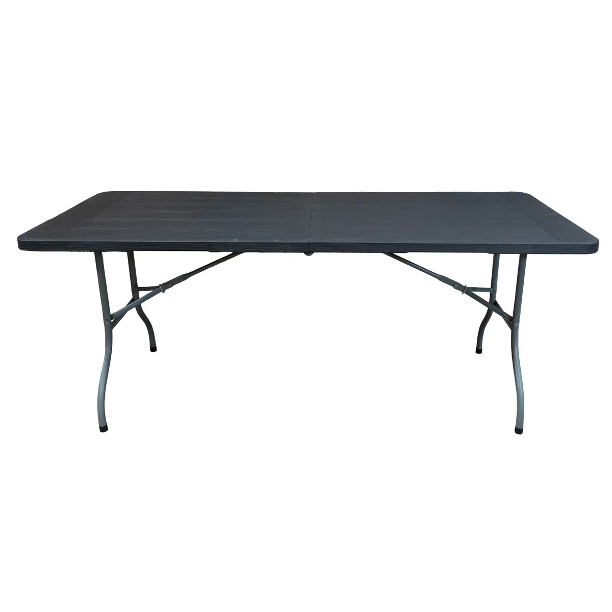 600023 MESA PLEGABLE SPINIT 180X74X74 SMADERA NEGRA-01 Mesa plegable para exterior símil madera/símil ratán - Símil madera - Imagen 1
