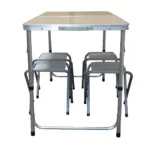 Set mesa plegable de camping con 4 bancos Madera Clara - Imagen 3