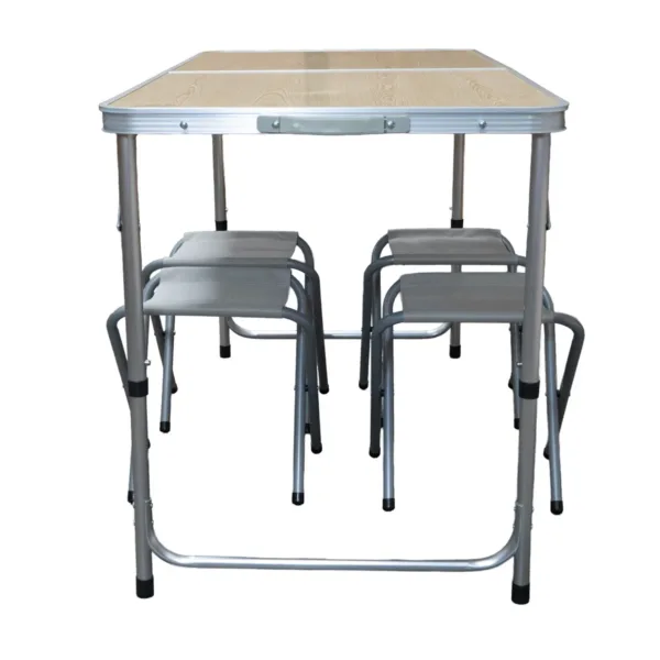 Set mesa plegable de camping con 4 bancos Madera Clara - Imagen 3