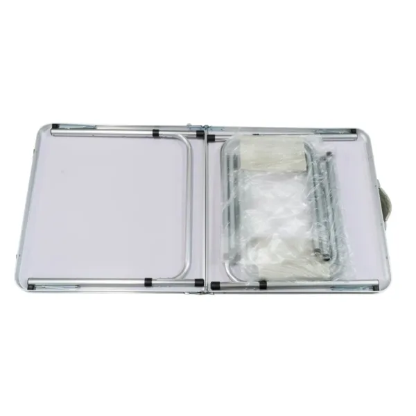 Set mesa plegable de camping con 4 bancos Madera Clara - Imagen 4