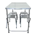 Set mesa plegable de camping con 4 bancos Acero - Imagen 3