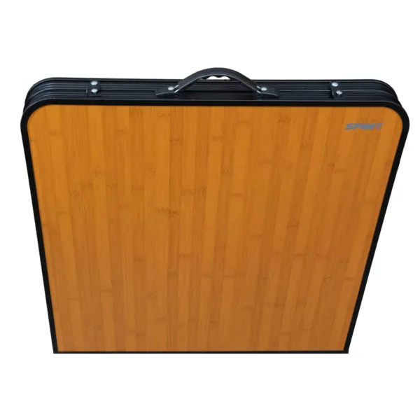 Set mesa plegable de camping con 4 bancos Aluminio Negro y Bambú - Imagen 6