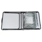 Set mesa plegable de camping con 4 bancos Aluminio Negro y Bambú - Imagen 5