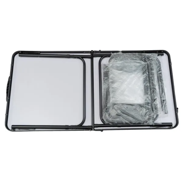 Set mesa plegable de camping con 4 bancos Aluminio Negro y Bambú - Imagen 5