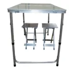 Set mesa plegable con 2 bancos de aluminio - Imagen 3