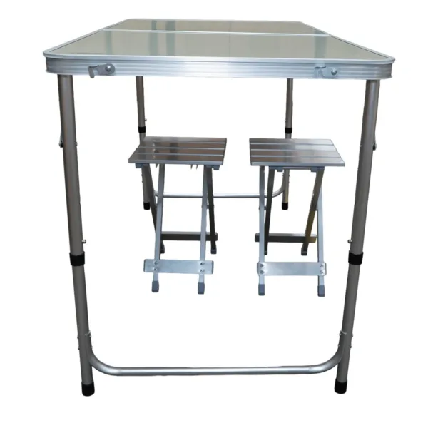Set mesa plegable con 2 bancos de aluminio - Imagen 3