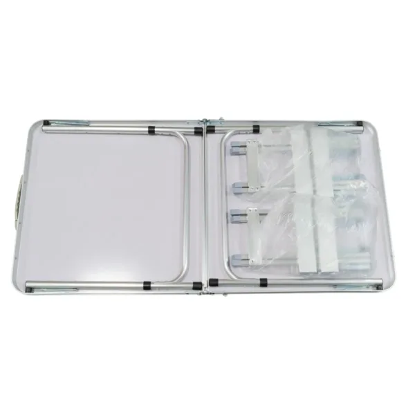 Set mesa plegable con 2 bancos de aluminio - Imagen 4