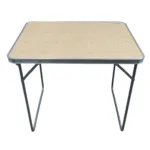 Mesa plegable Estructura Acero y aluminio para camping 80x60x70 cm - Madera Clara