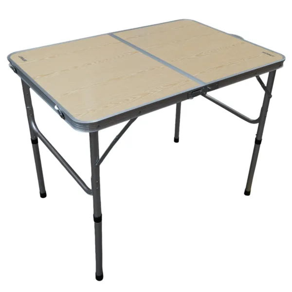 Mesa plegable estructura de acero y aluminio para camping Madera Clara 80x60x70 cm - Imagen 2